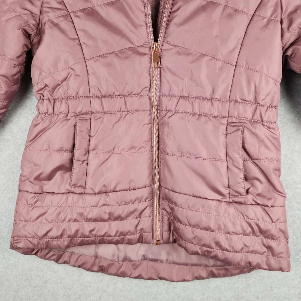 Swiss‎ Alps Kids M 8/10 Quilted Puffer Jacket Dusty Rose Sherpa Lined